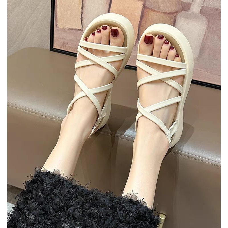 Sandal Nữ Quai Mảnh Đế Xuồng Khoét Eo Đế 5cm Mẫu Mới 2023 SD02