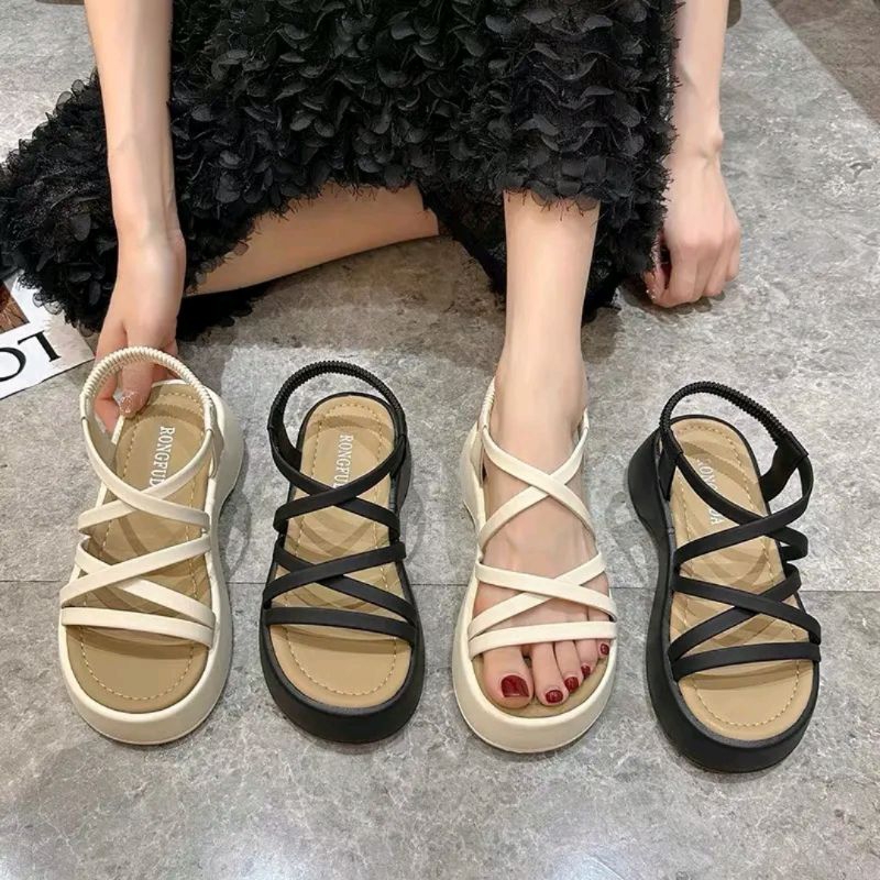 Sandal Nữ Quai Mảnh Đế Xuồng Khoét Eo Đế 5cm Mẫu Mới 2023 SD02
