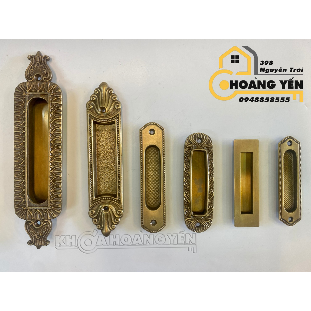 Tay nắm âm cửa lùa bằng đồng tân cổ điển, Tay âm tủ gỗ, tay nắm kéo cửa