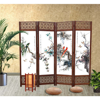 Vách ngăn, Bình Phong tranh canvas cao cấp tứ quý 01
