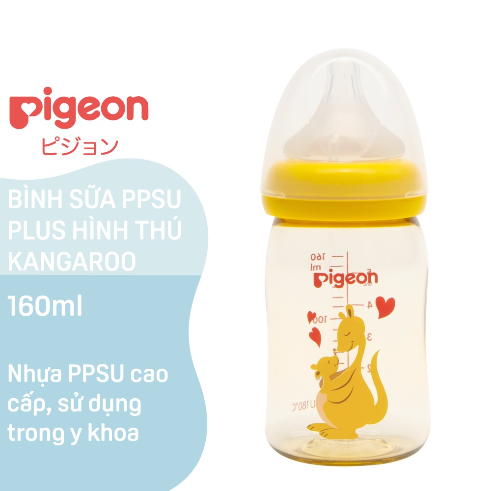 Bình Sữa PPSU Plus Pigeon Hình Thú Kangaroo 160ml/240ml A4