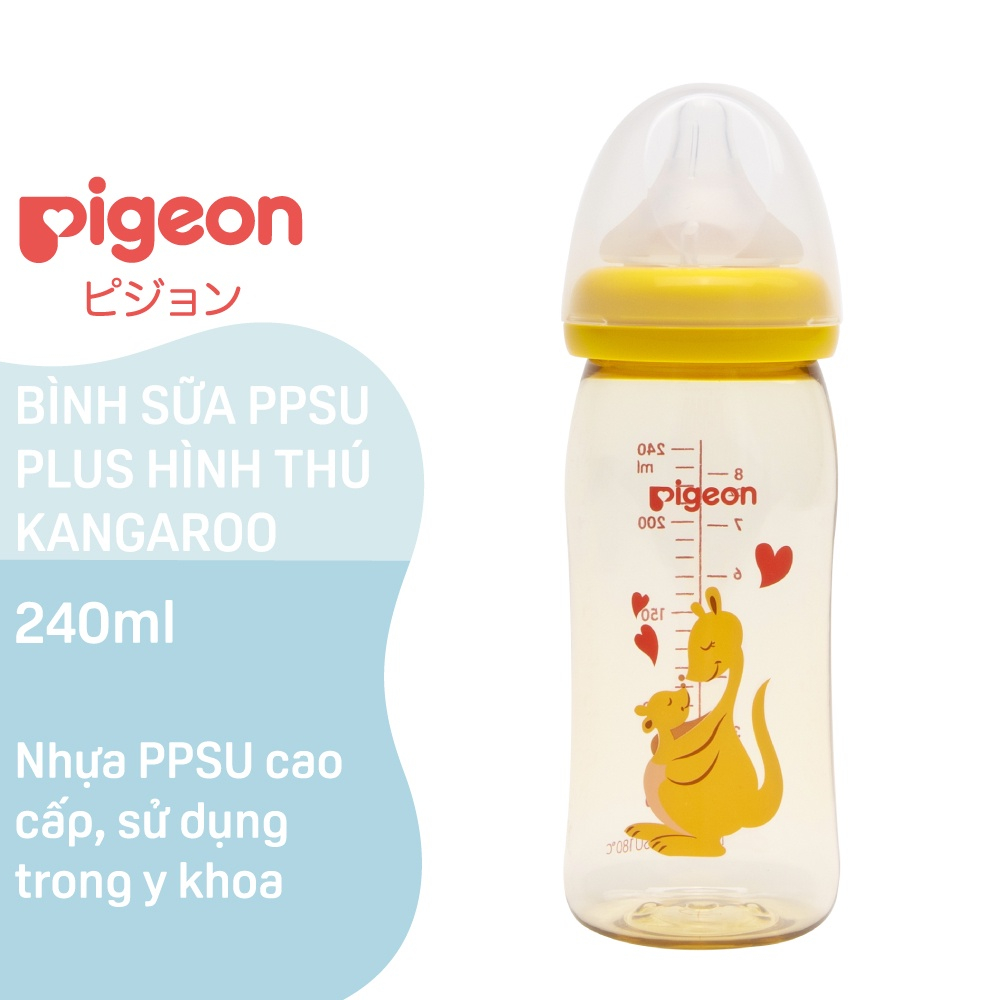 Bình Sữa PPSU Plus Pigeon Hình Thú Kangaroo 160ml/240ml A4