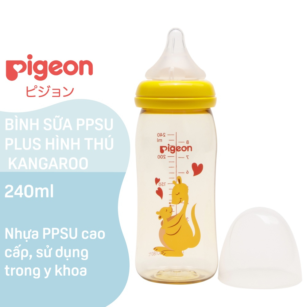 Bình Sữa PPSU Plus Pigeon Hình Thú Kangaroo 160ml/240ml A4
