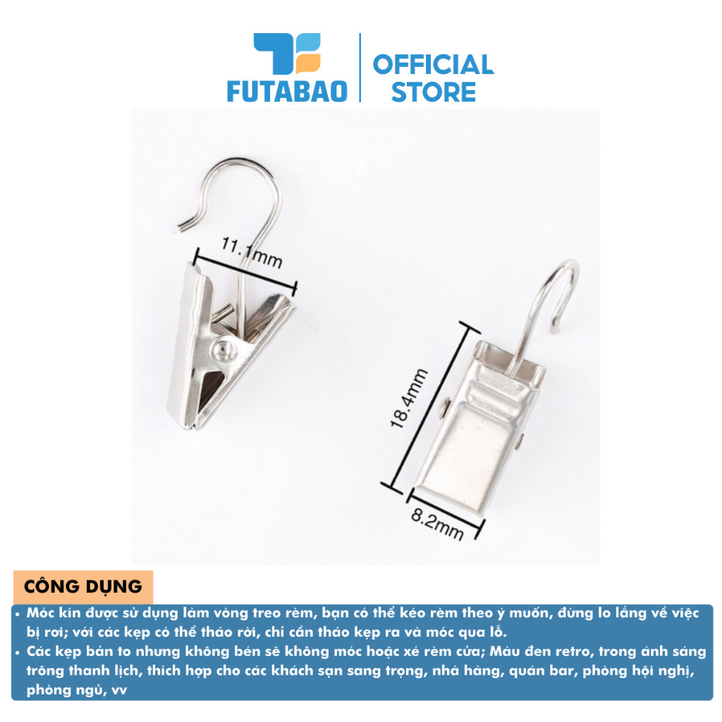 Móc Treo Rèm Dạng Kẹp, Kẹp Vải Treo Tường Đa Năng Futabao