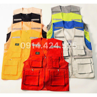 Áo gile bảo hộ lao động Áo bảo hộ lao động gile công trình phản quang Áo Gile kaki Áo phản quang 4 túi- Áo gile xây dựng
