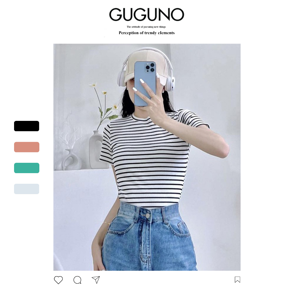 Áo thun nữ form rộng Guguno cotton cổ tròn in basic
