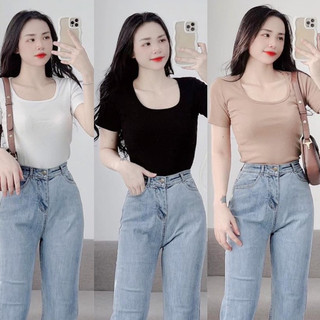 Áo thun nữ form rộng Guguno cotton cổ tròn in basic