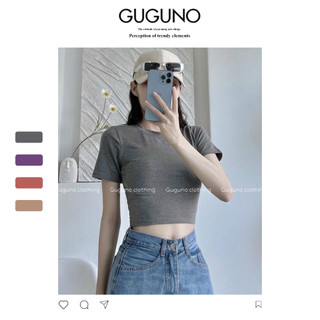 Áo thun nữ form rộng Guguno cotton cổ tròn in basic