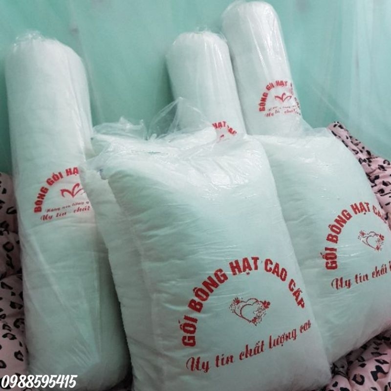 Gối đầu trắng 1000g bông Gòn gối hơi cao cấp như khách sạn...