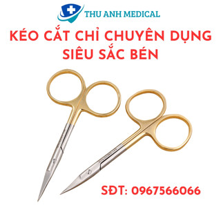 Kéo cắt chỉ - nhấn mí thẩm mỹ chuôi vàng- siêu bén