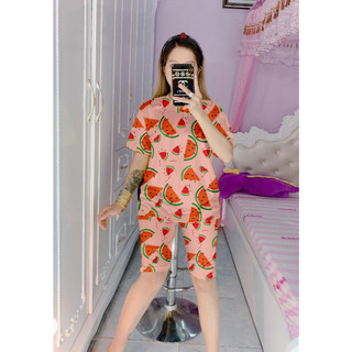 Đồ Bộ in 3D Thun Lạnh, 45kg đến 65kg, Quần Có 2 Túi Rộng