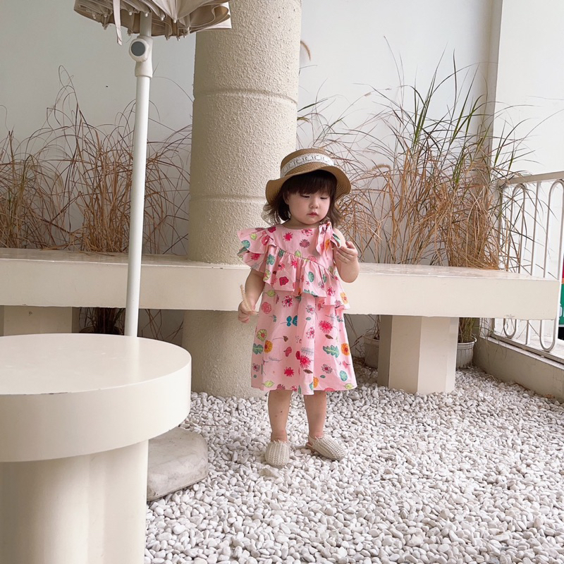 Váy 2 Dây Cho Bé Gái Xoè Tiểu Thư 2 Màu Tươi Sáng O.P kids