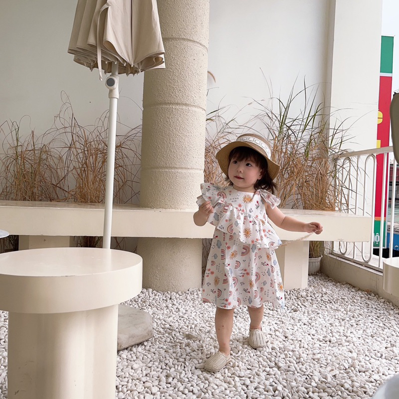 Váy 2 Dây Cho Bé Gái Xoè Tiểu Thư 2 Màu Tươi Sáng O.P kids