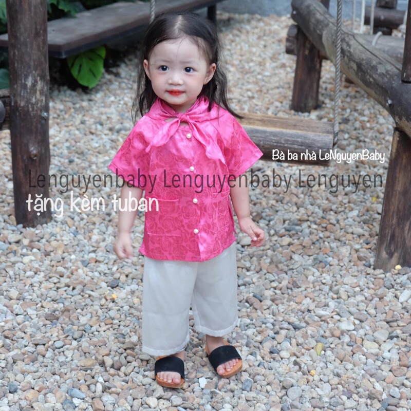 Sét đồ bà ba cho bé gái - Sét 3 chi tiết Áo + Quần + Tuban - Chật vải mềm mại cho bé - Mặc đi chơi, đi tiệc