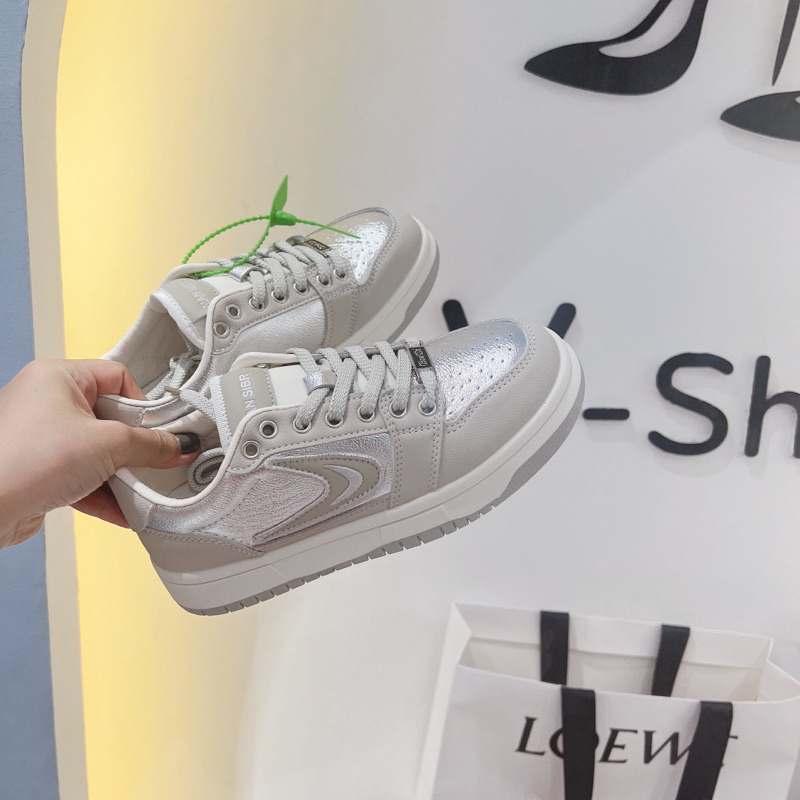 Giày thể thao sneaker màu bạc siêu hot new 2023. Hàng quảng châu da mềm