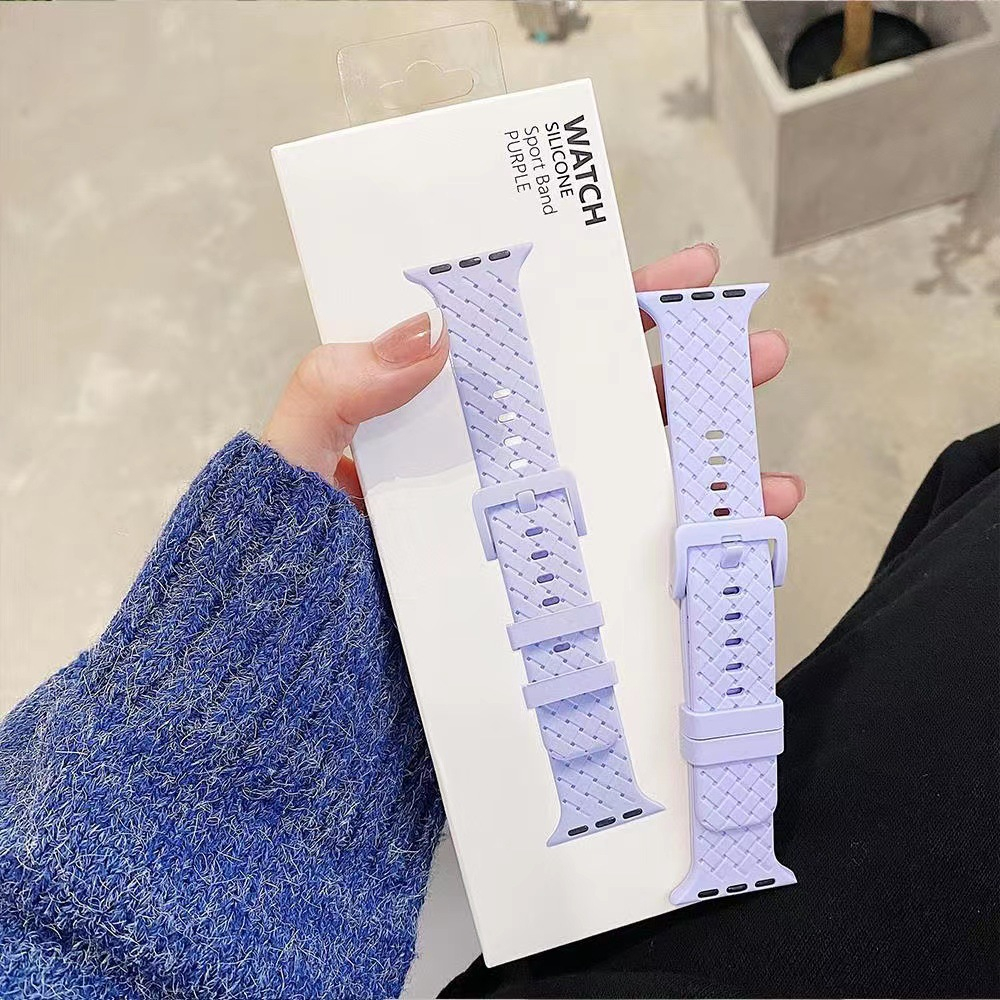 Dây Silicon kẻ vân độc đáo cho AW 9/8/7/6/5/4/3/2/1 38.40.42.44.41.45mm HUSA