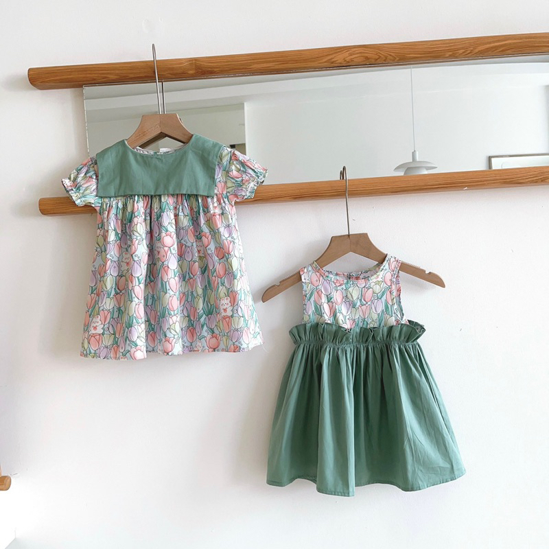 Váy thiết kế tay bồng 2 tầng O.P Kids