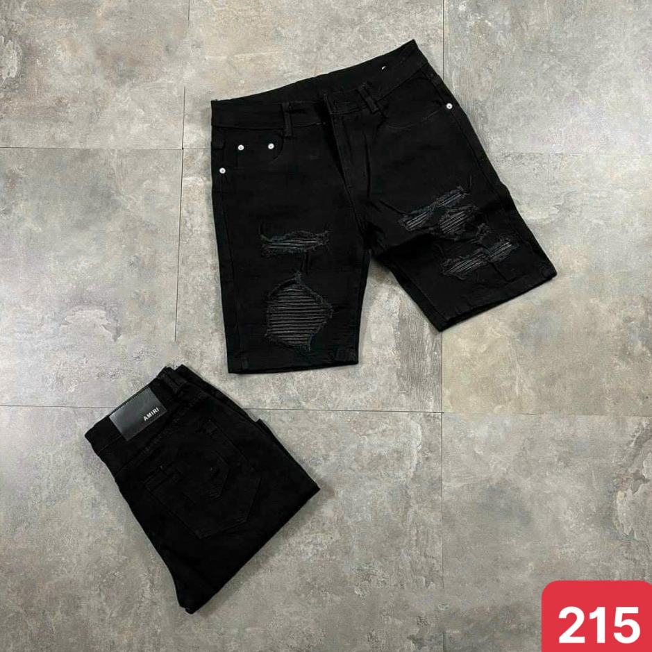 Quần short jean nam rách vá màu đen chất bò cao cấp co dãn 4 chiều đẹp form dáng skinny quần đùi lửng ADO98 mẫu mới