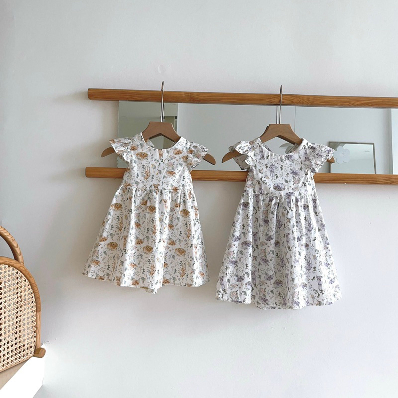 Váy Bé Gái Dáng Có Tay Hoạ Tiết Hoa O.P Kids