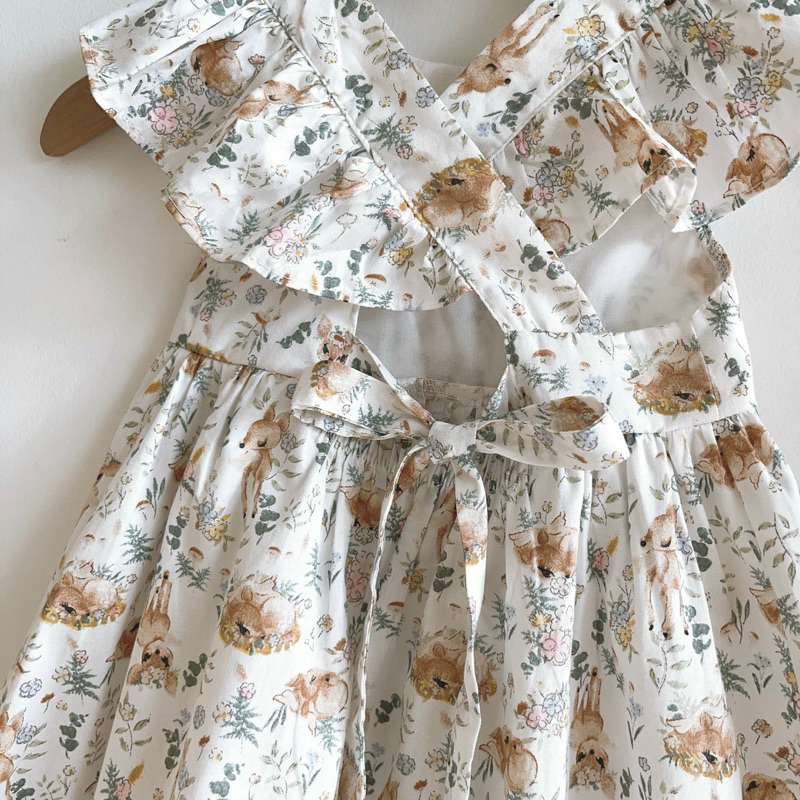 Váy Bé Gái Dáng Có Tay Hoạ Tiết Hoa O.P Kids