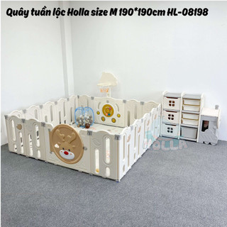 Quây cũi nhựa tuần lộc,khủng long gấp gọn HOLLA 2022 ,Tặng thảm,bóng,giỏ đựng và cột bóng rổ cho bé