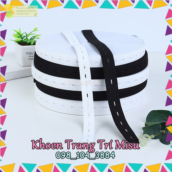 , kho phụ liệu quần áo 5 mét dây thun dệt kim có lỗ khuy điều chỉnh vòng eo cho quần/váy tiện dụng,phụ kiện may mặc