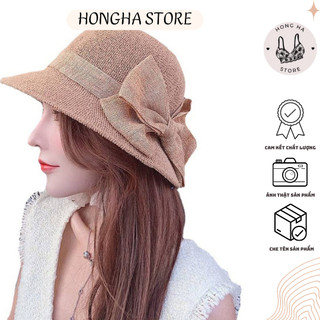 Mũ cói đi biển nữ nơ to siêu xinh