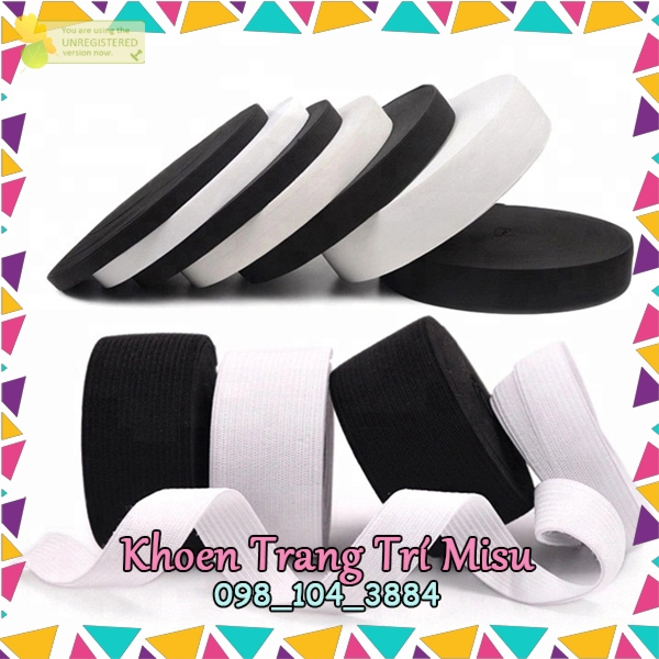 , kho phụ liệu quần áo Dây Thun luồn quần áo 0.3cm, 0.5cm, 0.7cm, 1cm: trắng, đen