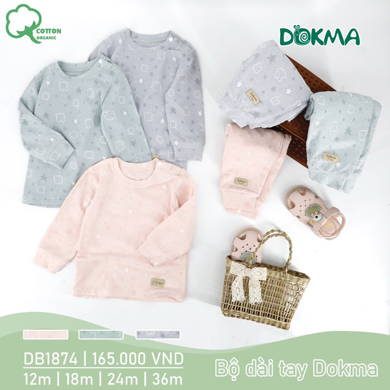 Bộ dài tay cài vai cho bé từ 7-14kg nằm điều hoà dokma