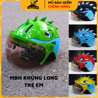 Mũ bảo hiểm trẻ em Khủng Long có kính chắn gió,nón bảo hiểm cho bé 4 tuổi đến 8 tuổi dễ thương,chính hãng bảo hành 1 năm