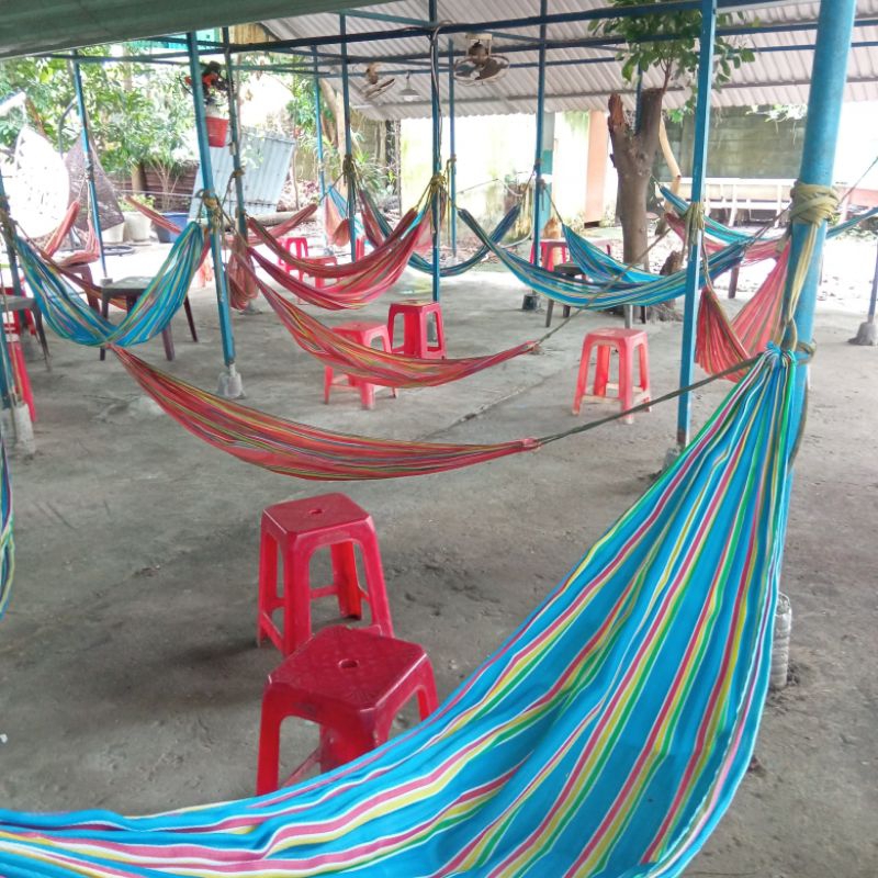 VÕNG CƯỚC CÀ PHÊ 1 LỚP . LƯỚI VÕNG NẰM NGOÀI TRỜI.VÕNG DU LỊCH