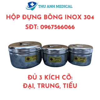 Hộp inox đựng bông cồn y tế - inox 304 - dùng trong spa, y tế
