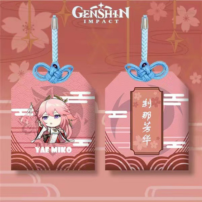 Túi may mắn Omamori Game Genshin Impact in hình nhân vật Raiden Shogun, Yae Miko, Ayaka, Ganyu, Keqing, Zhongli
