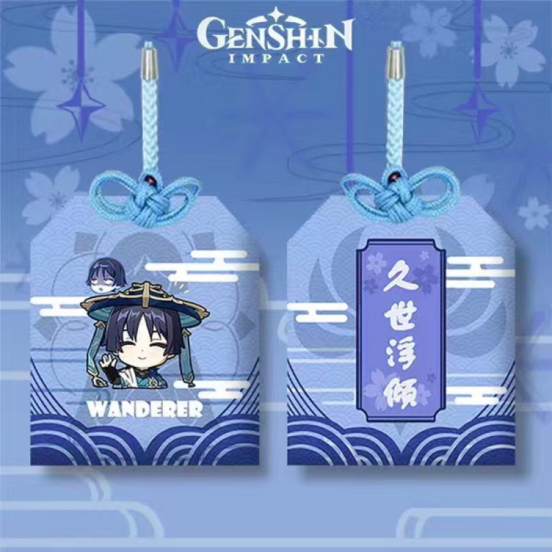 Túi may mắn Omamori Game Genshin Impact in hình nhân vật Raiden Shogun, Yae Miko, Ayaka, Ganyu, Keqing, Zhongli