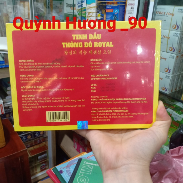 Tinh dầu THÔNG ĐỎ ROYAL hộp 2 lọ giúp giảm mỡ máu hiệu quả