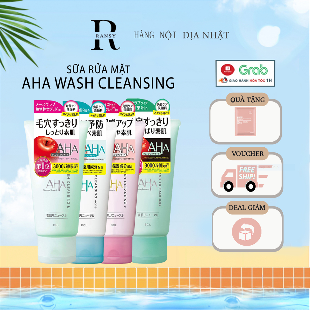 Sữa rửa mặt AHA Wash Cleansing Nhật Bản triết xuất trái cây loại bỏ dầu thừa , làm mềm da ( Nội địa Nhật Bản )