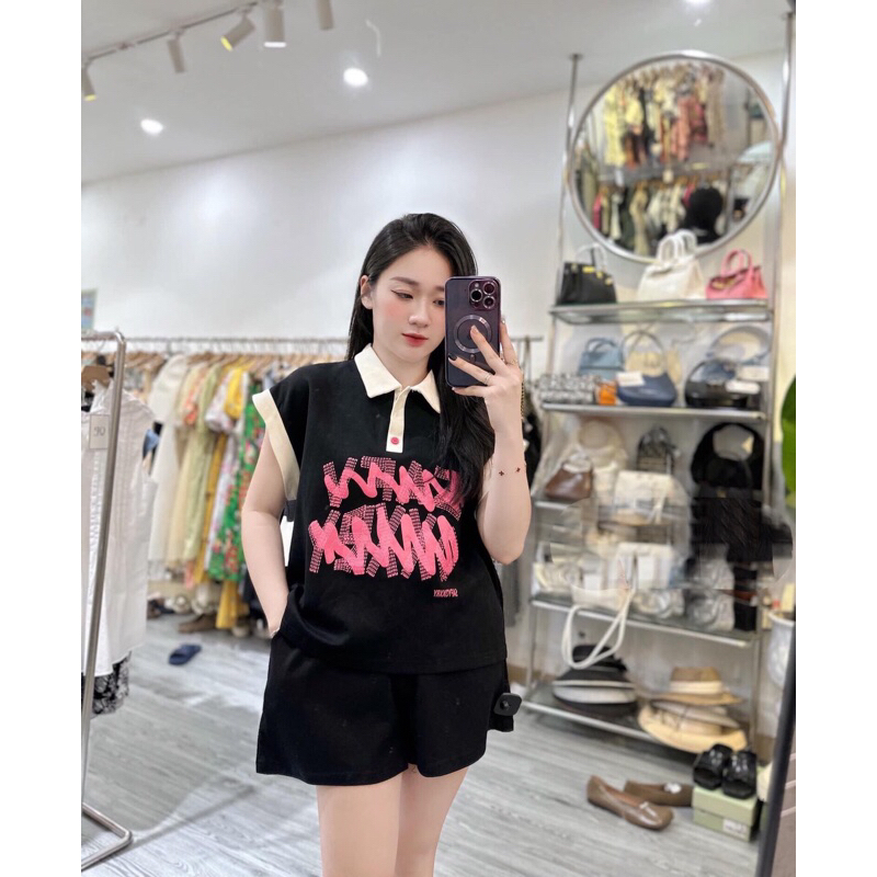 Bộ quần áo nữ mùa hè ,set quần áo cộc tay cotton thoáng mát cá tính