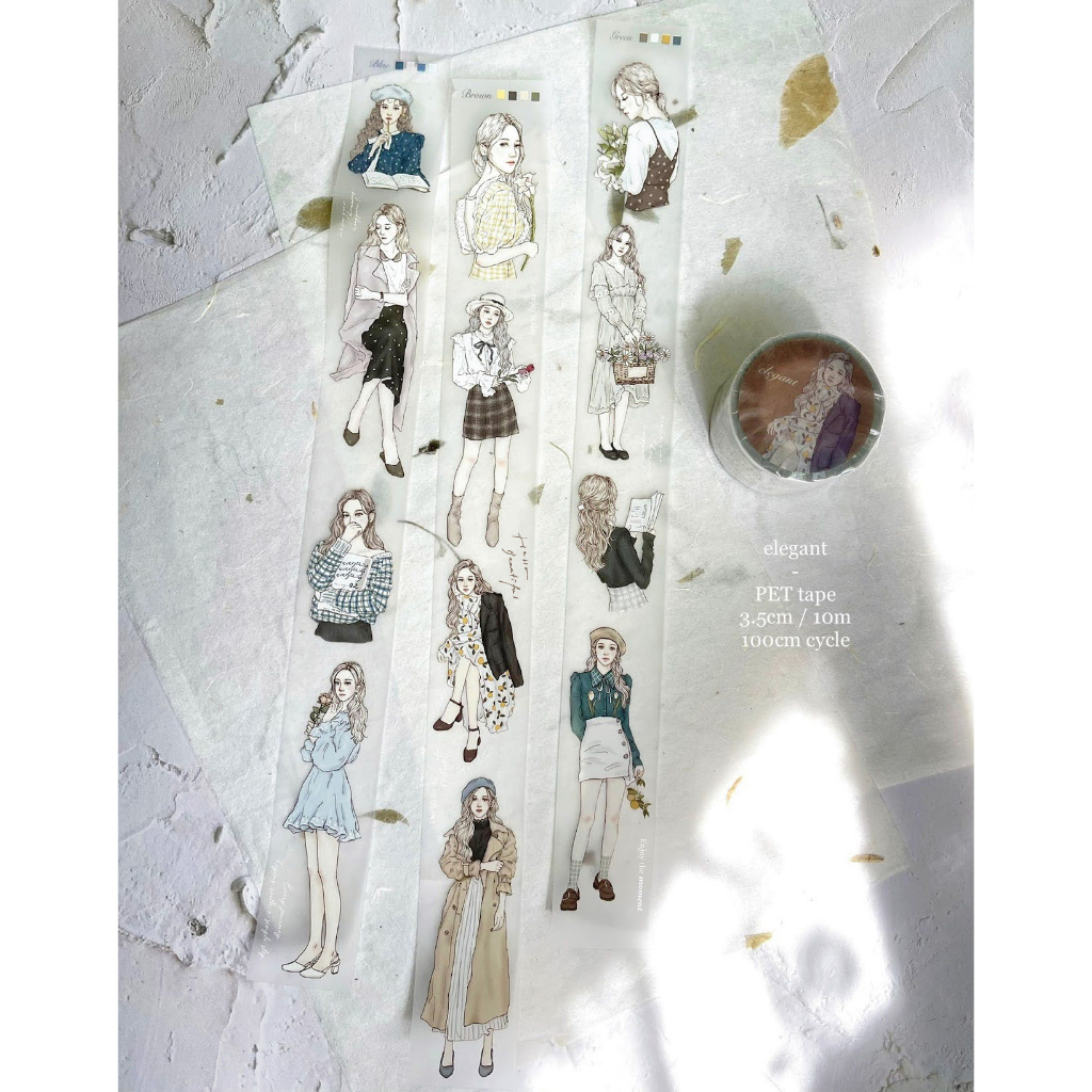 𝓑𝓾𝓵𝓵𝓮𝓽𝓳𝓸𝓾𝓻𝓷𝓪𝓵𝟏𝟏𝟓 ✿ Băng dính hãng Pion mẫu "Elegant" cô gái thanh lịch, xinh xắn trang trí sổ