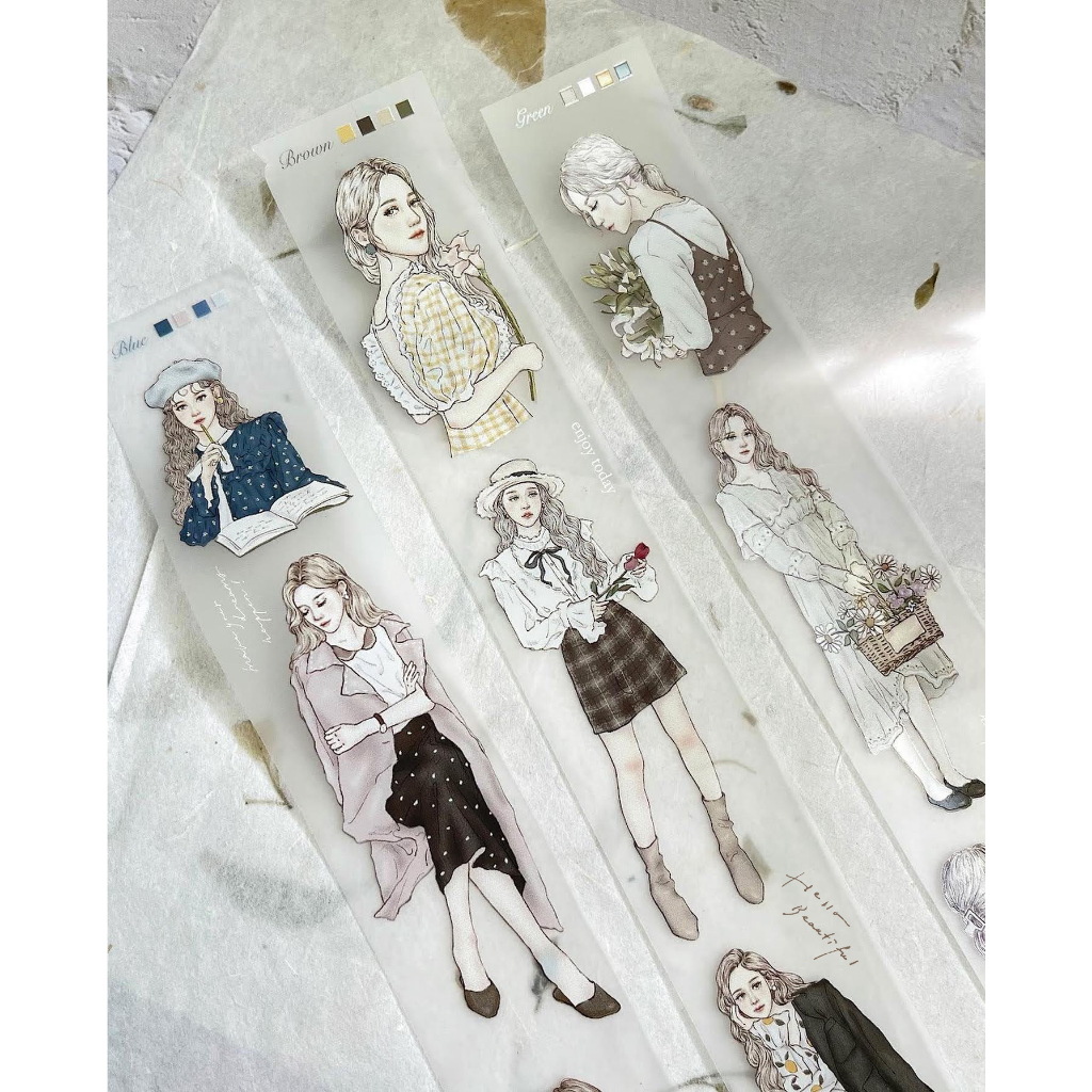 𝓑𝓾𝓵𝓵𝓮𝓽𝓳𝓸𝓾𝓻𝓷𝓪𝓵𝟏𝟏𝟓 ✿ Băng dính hãng Pion mẫu "Elegant" cô gái thanh lịch, xinh xắn trang trí sổ