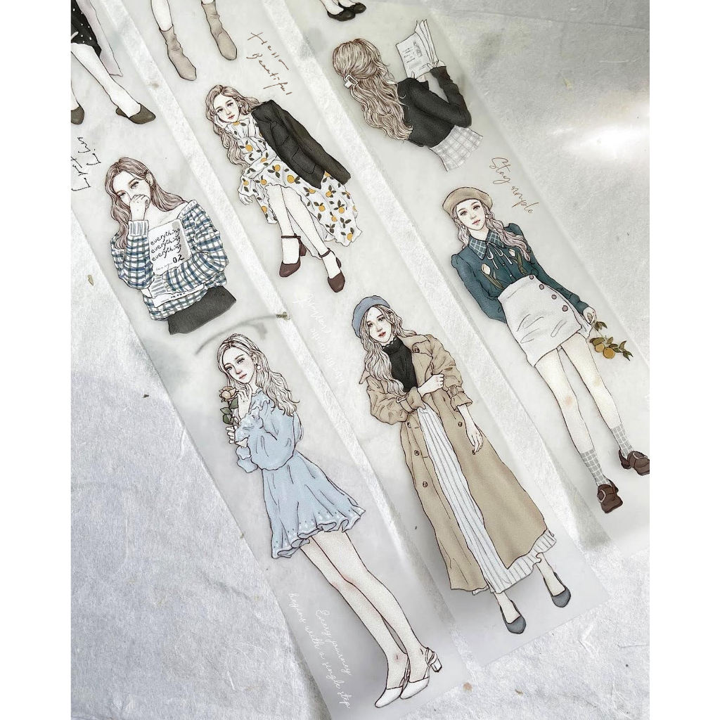 𝓑𝓾𝓵𝓵𝓮𝓽𝓳𝓸𝓾𝓻𝓷𝓪𝓵𝟏𝟏𝟓 ✿ Băng dính hãng Pion mẫu "Elegant" cô gái thanh lịch, xinh xắn trang trí sổ