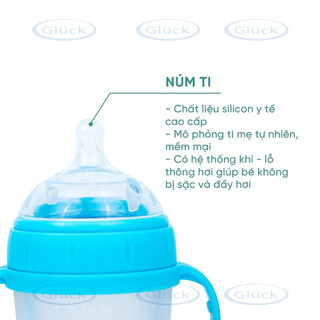 Bình sữa silicon Gluck Baby Premium 150ml (Màu xanh)