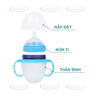 Bình sữa silicon Gluck Baby Premium 150ml (Màu xanh)