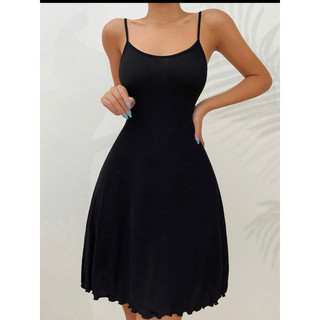 Ms6 đầm 2 dây xoè cuốn lai