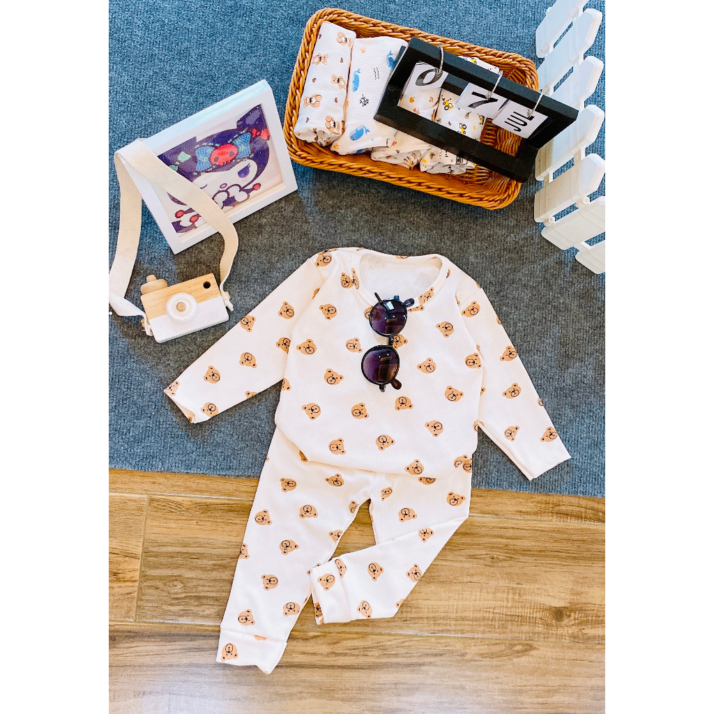 Bộ dài tay thu đông cho bé chất len tăm cực chất