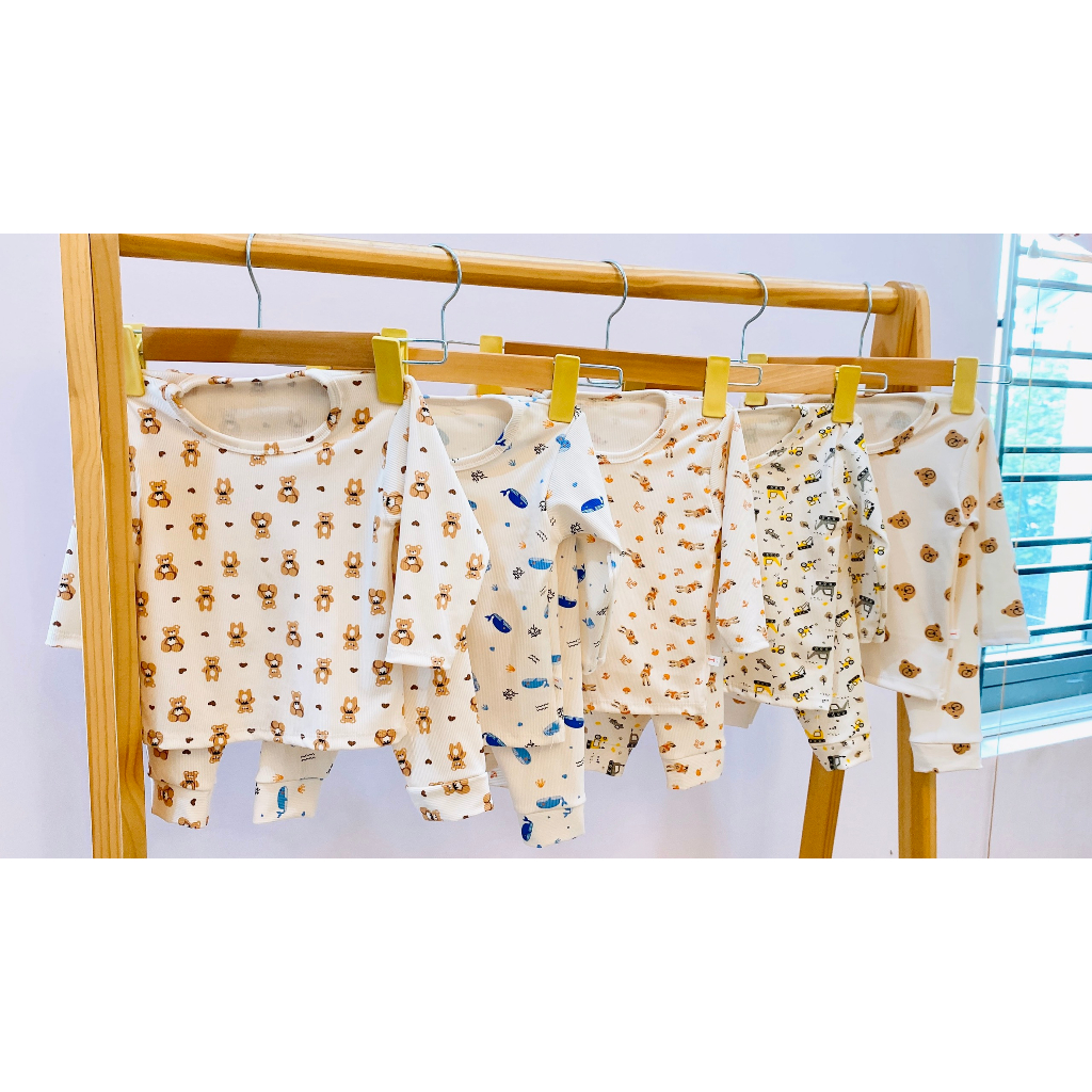 Bộ dài tay thu đông cho bé chất len tăm cực chất