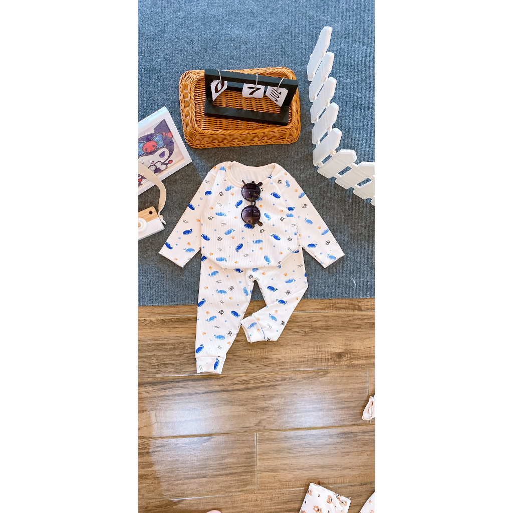 Bộ dài tay thu đông cho bé chất len tăm cực chất