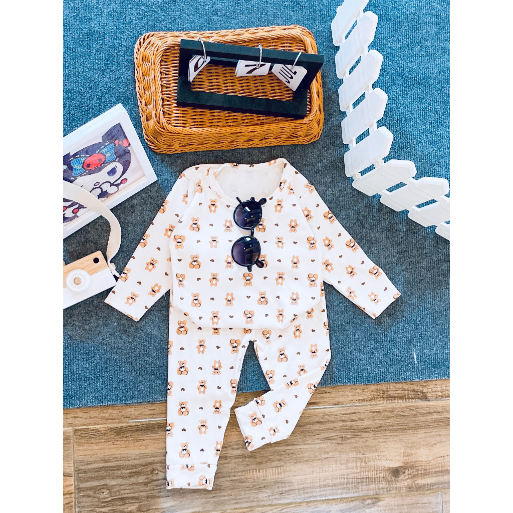 Bộ dài tay thu đông cho bé chất len tăm cực chất