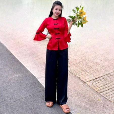 Set bộ bà ba tay loe nhiều màu đồ lam nữ đi chùa