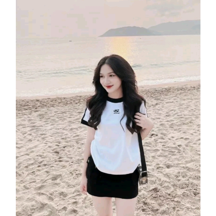 Sét áo phối viền thêu Logo chất thun Gân co giãn 4 chiều + chân váy túi hộp CÓ QUẦN TRONG chất Kaki SIÊU XINH