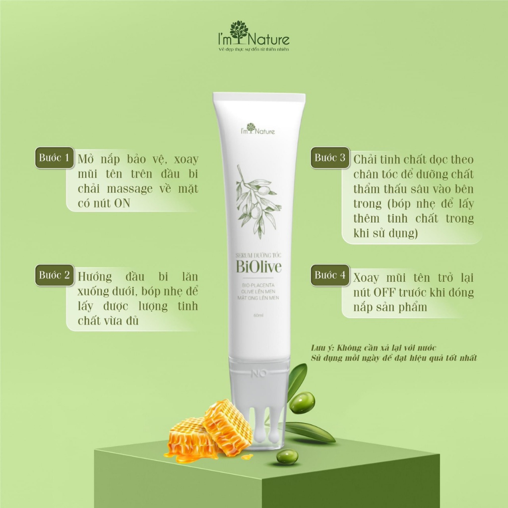 Serum Dưỡng Tóc Biolive I'm Nature Đầu Bi Chải Massage 60ml Tặng Kèm Nước Hoa